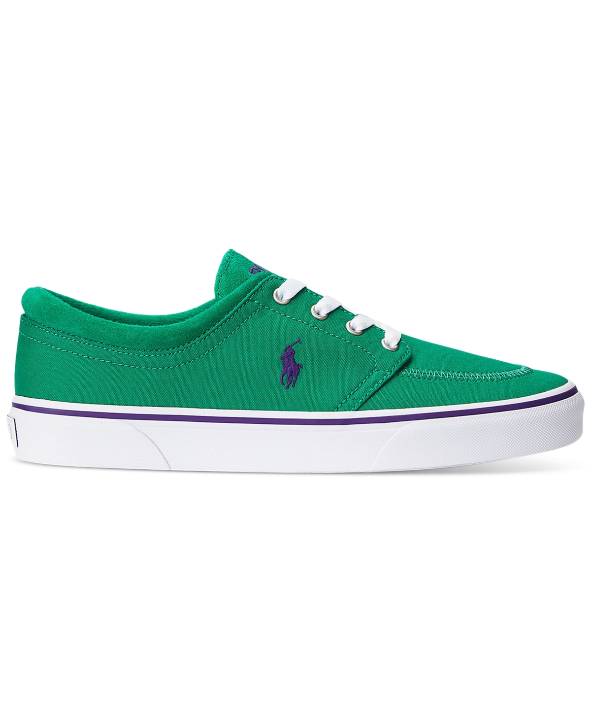 Shop Polo Ralph Lauren Men's Faxon X Suede-trim Canvas Sneaker In Green,purple