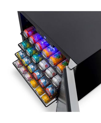 24" Built-in 160 Can Outdoor Beverage Fridge in Weatherproof Stainless Steel with Auto-Closing Door and Easy Glide Casters