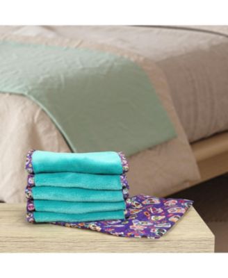 Decorative Microfiber Makeup Remover Cloths (Pack of 5, Design Options), Soft Coral Fleece Reusable Makeup Towels with a Travel Bag, Facial Wash Cloth for Bathroom, 7.5 x 15.5 in.