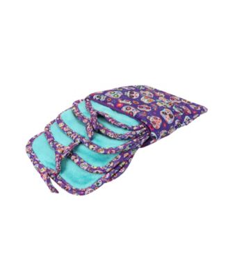 Decorative Microfiber Makeup Remover Cloths (Pack of 5, Design Options), Soft Coral Fleece Reusable Makeup Towels with a Travel Bag, Facial Wash Cloth for Bathroom, 7.5 x 15.5 in.