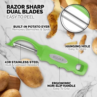 Swivel Vegetable Peeler with Razor Sharp Stainless Steel Blades and Blemish Remover