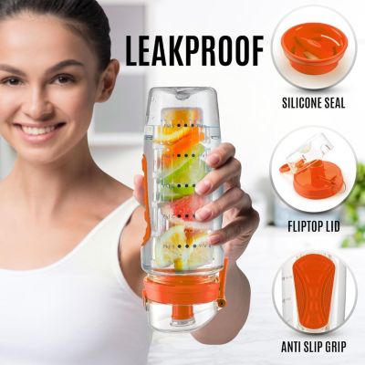 34oz Leakproof Fruit Infuser Water Bottle with Full Length Infusion Rod
