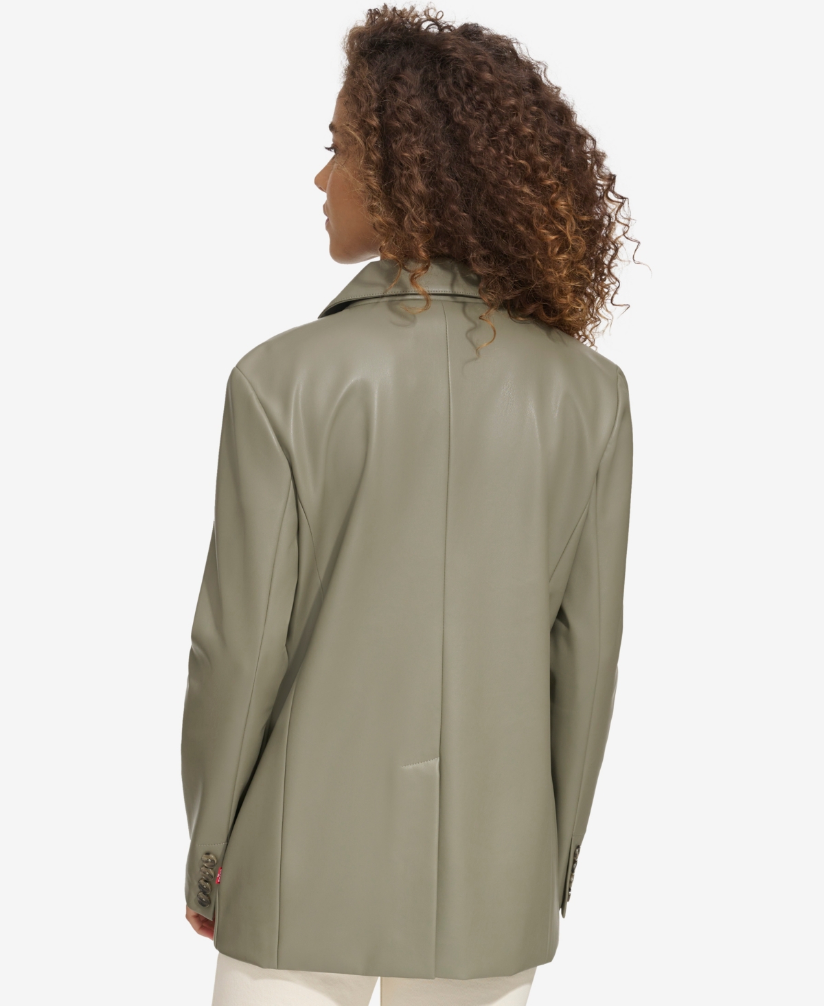 Shop Levi's Women's Single-breasted Faux-leather Blazer In Sage