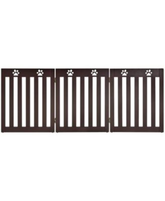 Slickblue 24 Inch Folding Wooden Freestanding Pet Gate Dog Gate with