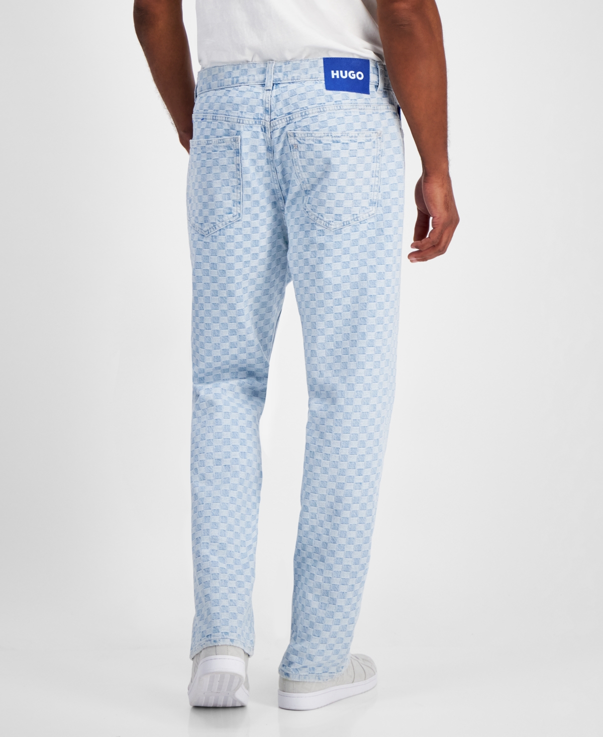 Hugo by Hugo Boss Men's Baggy Fit Check Pattern Denim Jeans -bu