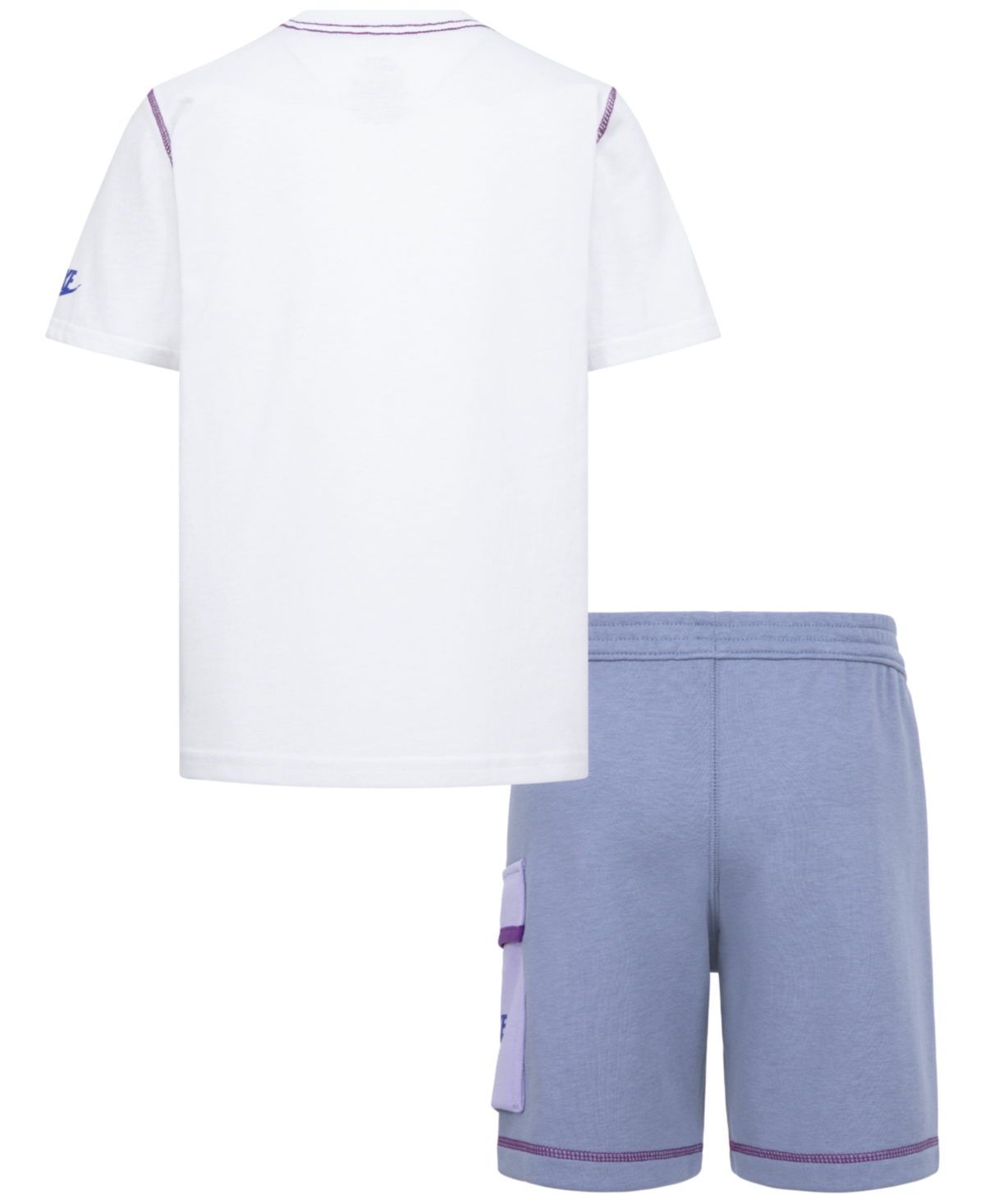 Shop Nike Little Boys Reimagine T-shirt & French Terry Cargo Shorts, 2 Piece Set In Ueashen S