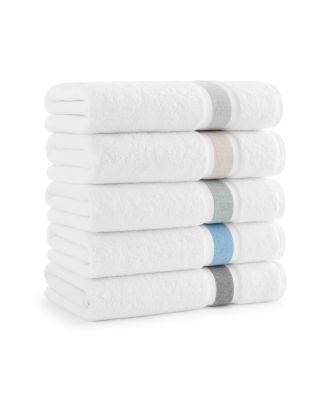 Aegean Eco-Friendly Recycled Turkish Bath Sheet, 35x70, 600 GSM, White with Weft Woven Stripe Dobby, 50% Recycled, 50% Long-Staple Ring Spun Cotton Blend, Low-Twist, Plush, Ultra Soft Oversized Towel