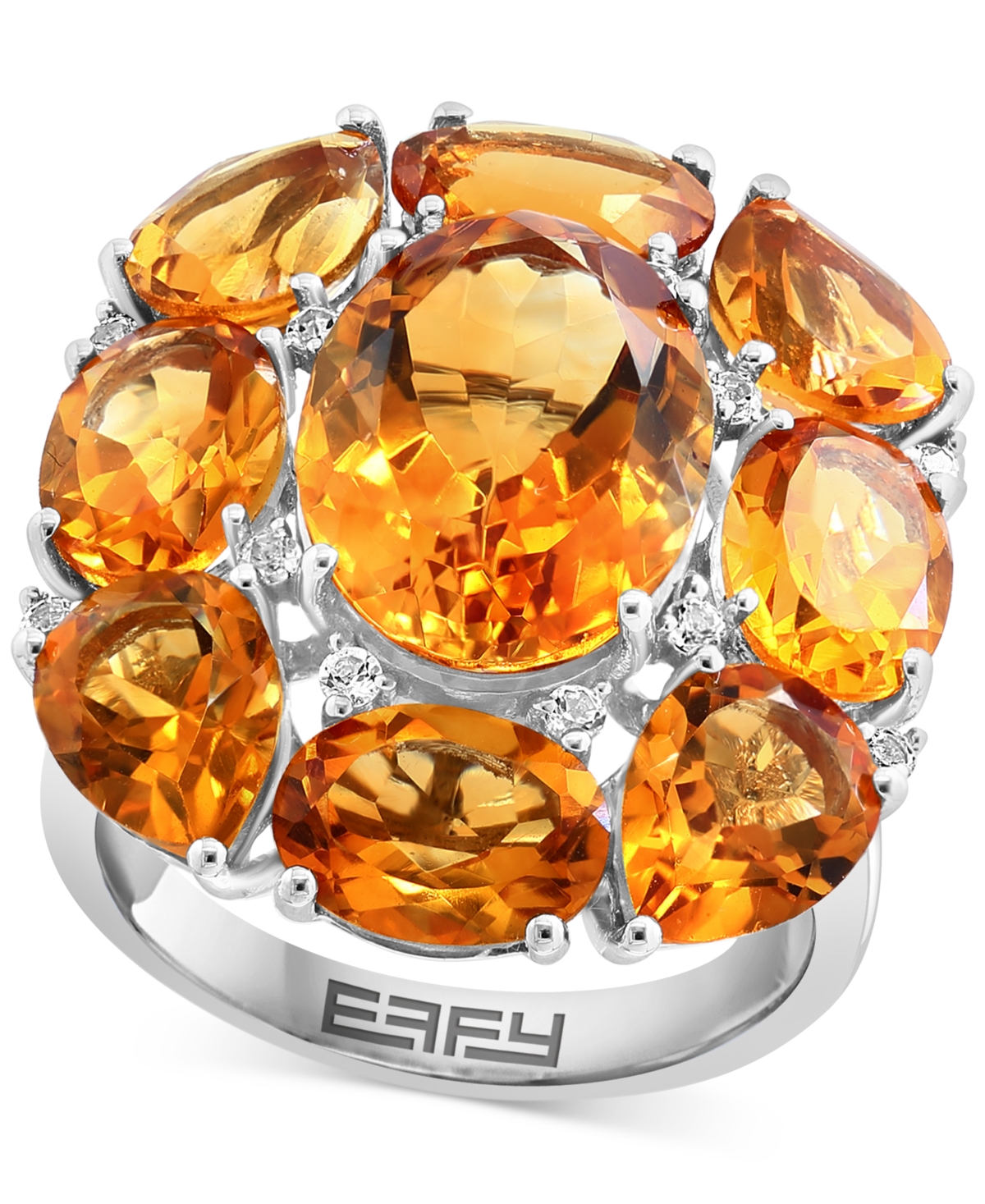 Effy Collection Effy Multi-gemstone Cluster Statement Ring (16-3/4 Ct. T.w.) In Sterling Silver In Citrine