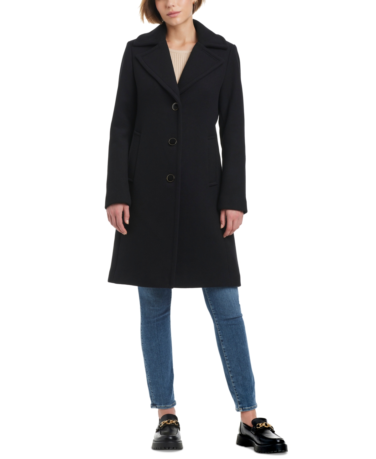 Women's Single-Breasted Coat - Black