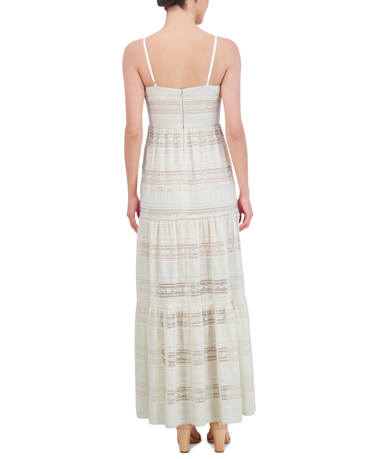 Shop Eliza J Women's Lace Tiered Maxi Dress In Ivory