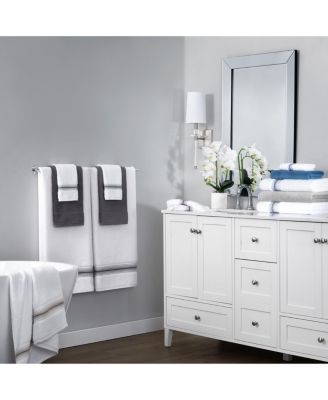 White Turkish Luxury Striped Washcloths for Bathroom 600 GSM, 13x13 in., 8-Pack , Super Soft  Absorbent Washcloths