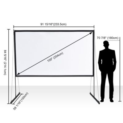 100" Portable Detachable Projector Screen with Stand Movie Projection 16:9 HD 1.1 Gain