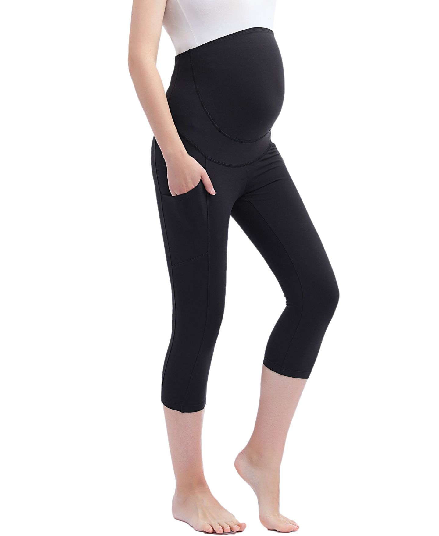 Женские леггинсы kimi + kai Maternity Essential Stretch Pocket Crop Leggings, цвет: Чёрный — фото 1
