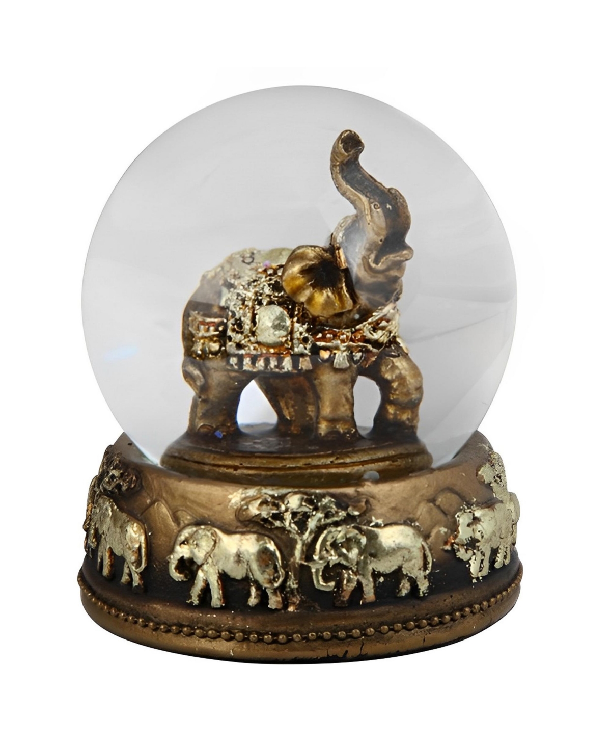 3"H Bronze Thai Elephant Glitter Snow Globe Figurine Home Decor Perfect Gift for House Warming, Holidays and Birthdays - Multicolor