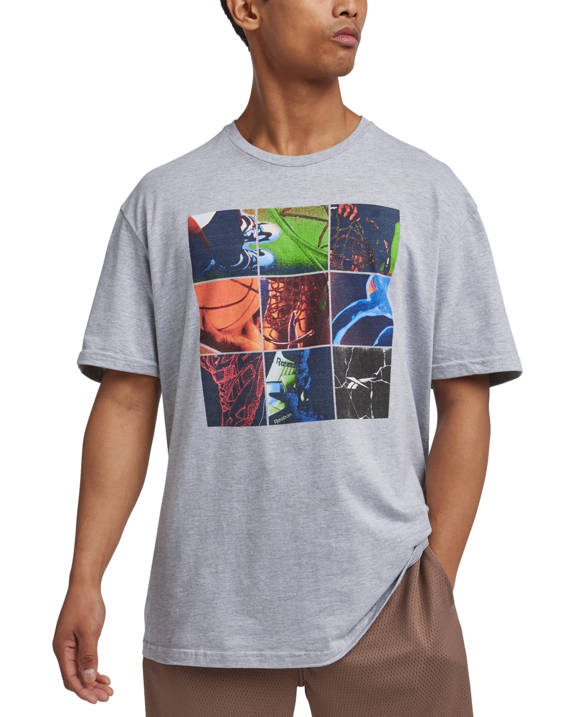 Men's Above The Rim Basketball Collage Graphic T-Shirt - Grey Heather/multi
