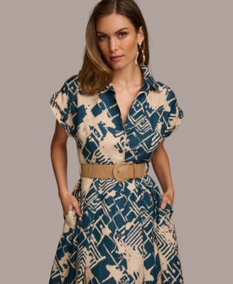 【Donna Karan New York】Linen Belted Shirtdress Donna Karan New York Belted Linen Blend Shirtdress | Nordstrom