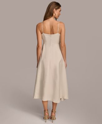 cream linen pencil dress Wrap Linen Dress with Bell Sleeves and Pockets, Summer Maxi Dress, Cream Linen Dress, Linen Wrap Dress, Boho Wedding Dress, Romantic Dress, 3XL / Blue main image 1