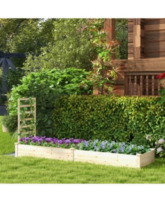 Raised Garden Bed with Planter Box and Trellis-Natural