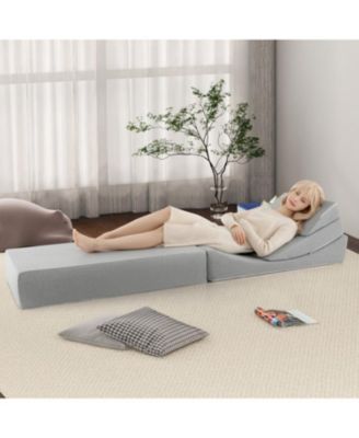 4-in-1 Convertible Folding Sofa Bed with High-Density Foam-Grey