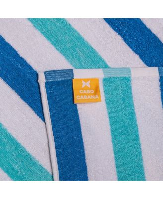 Cabo Cabana Chaise Lounge Chair Covers (2 Pack), Striped Color Options, Soft Cotton, 30x85 in. with 8" Fitted Pocked for Beach Chair