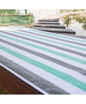 Cabo Cabana Chaise Lounge Chair Covers (2 Pack), Striped Color Options, Soft Cotton, 30x85 in. with 8" Fitted Pocked for Beach Chair