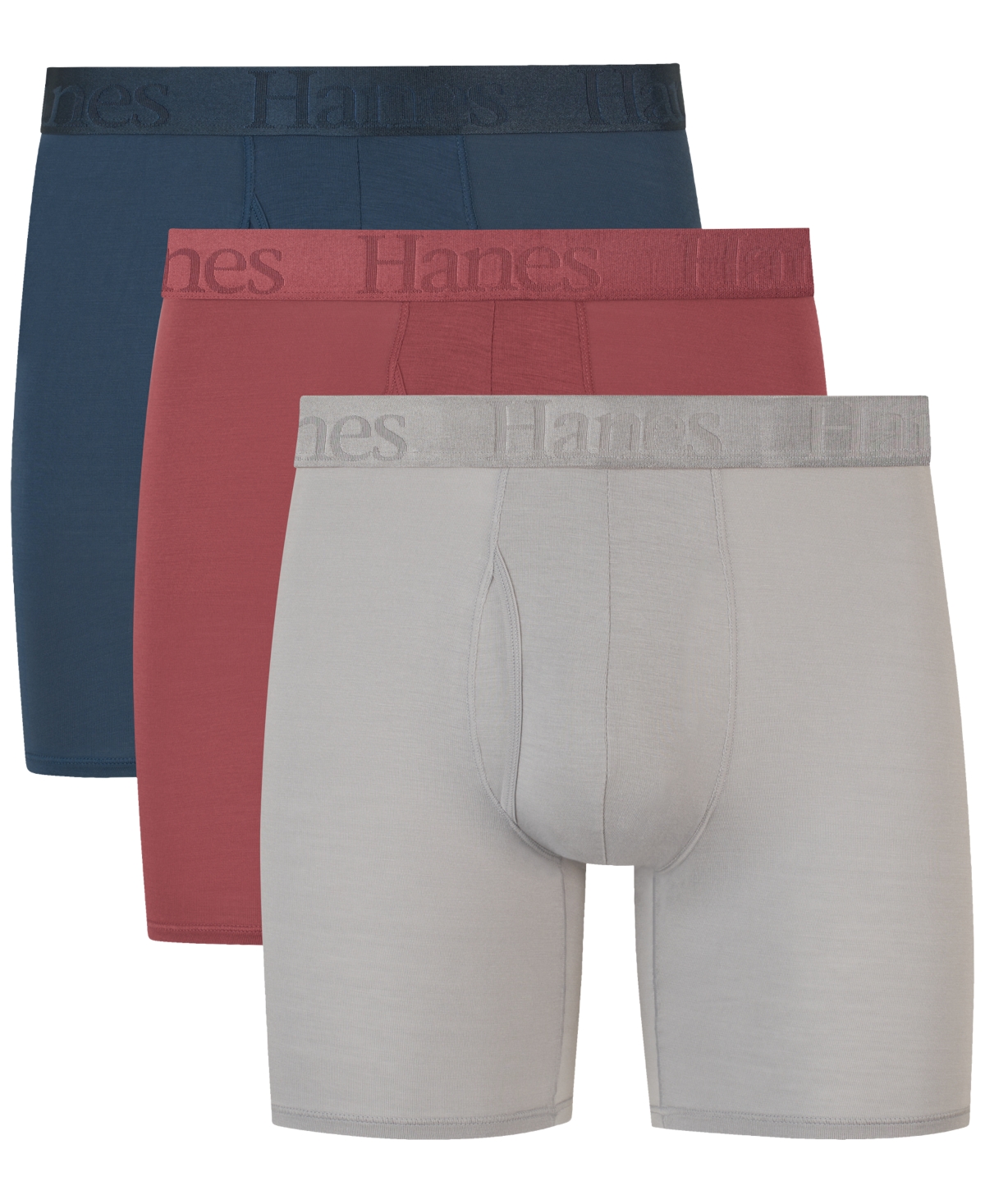Shop Hanes Men's 3-pk. Originals Supersoft Boxer Briefs In Blue,red,grey