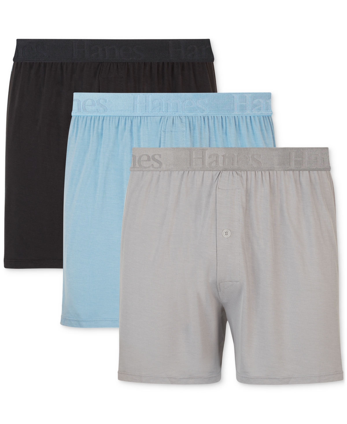 Hanes Men's 3-pk. Modern-fit Stretch Moisture-wicking Boxers In Assorted