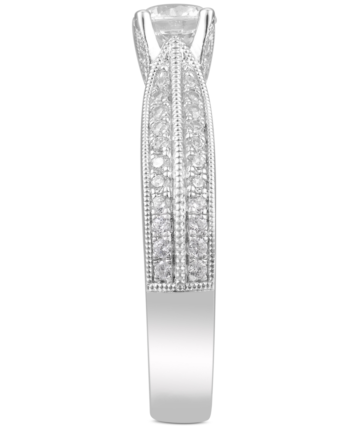 Macy's Diamond Triple Row Engagement Ring (1 Ct. T.w.) In 14k White Gold In White Gold