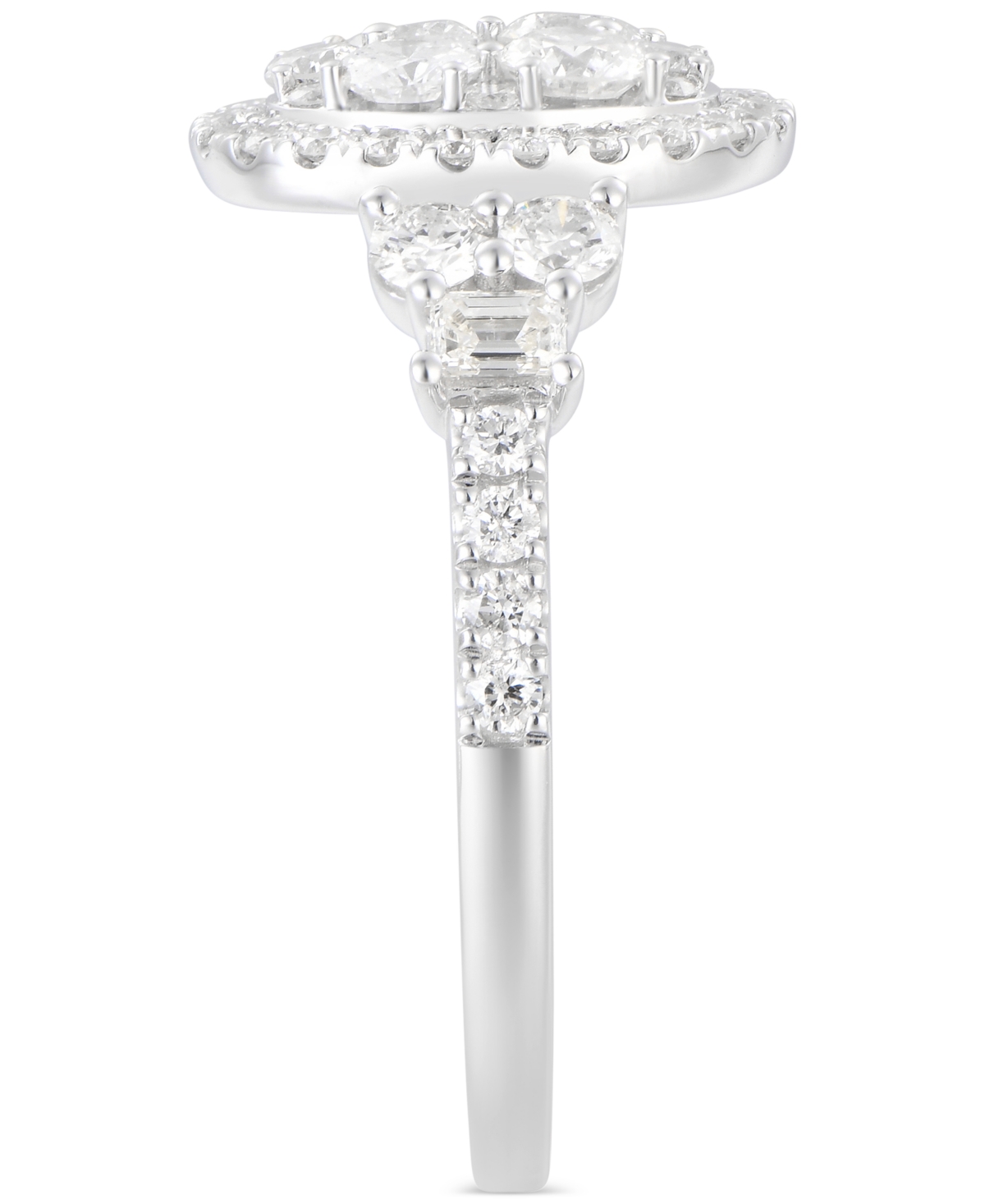 Macy's Diamond Halo Oval Cluster Engagement Ring (1-1/2 Ct. T.w.) In 14k White Gold In White Gold