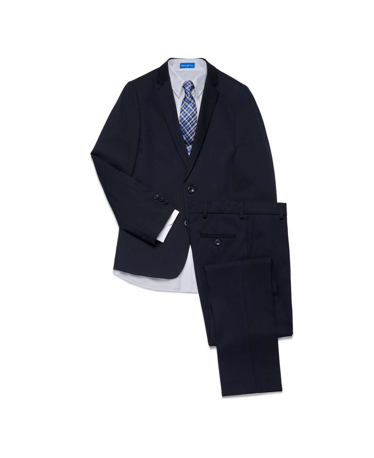 Haggar Boys 4 Piece Suit Set In Navy,white