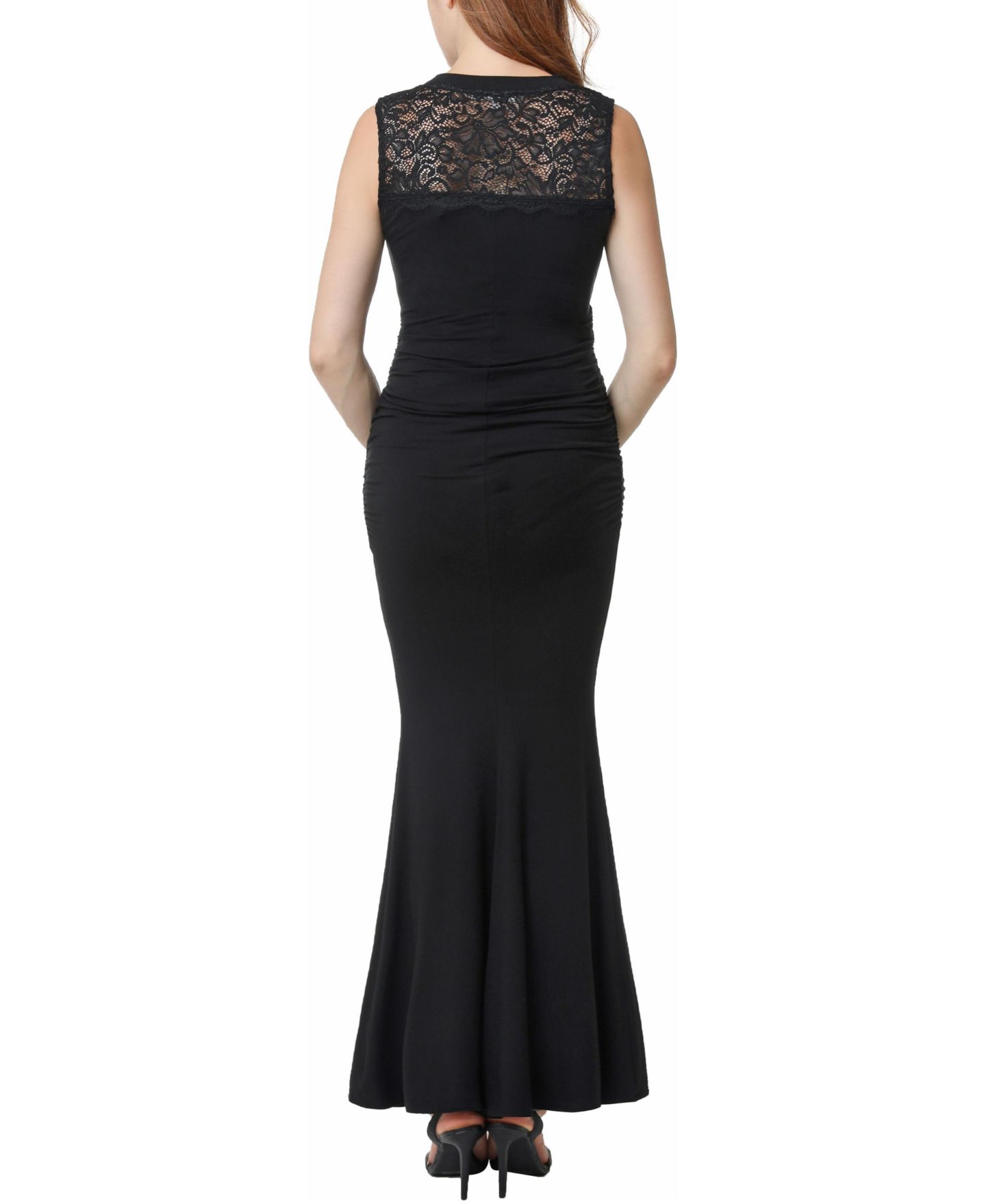 Женское платье kimi + kai V-Neck Lace Trim Mermaid Maxi, цвет: Чёрный — фото 3