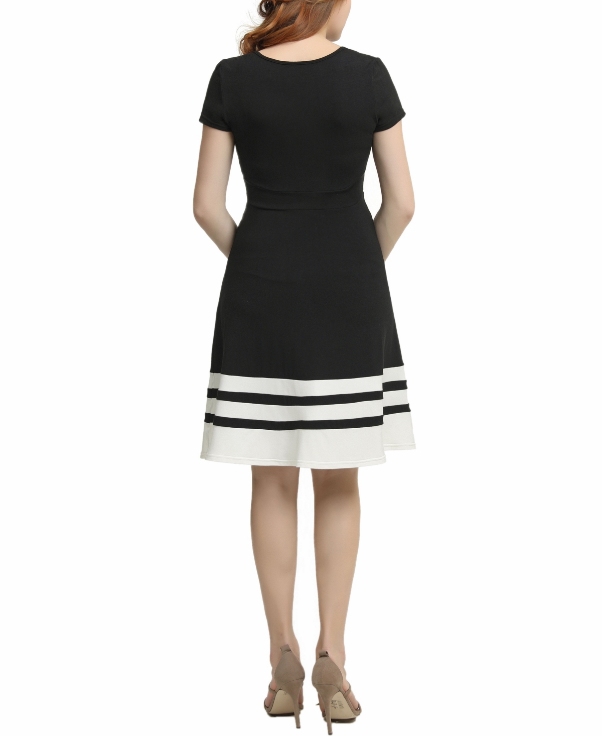 kimi + kai Maternity Colorblock Skater Dress -white