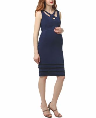 Maternity Crisscrossed Neck Midi Dress