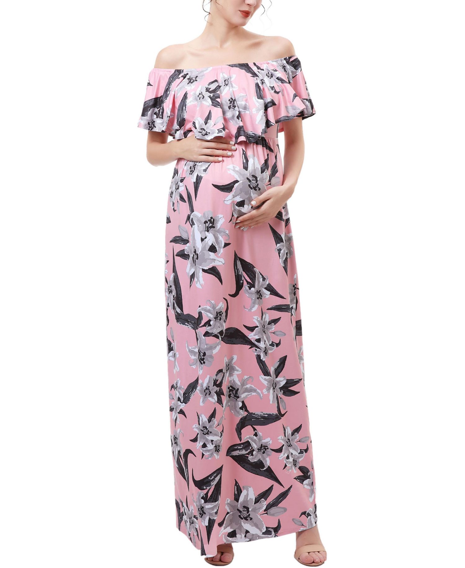 Women's Floral Print Nursing Maxi Dress