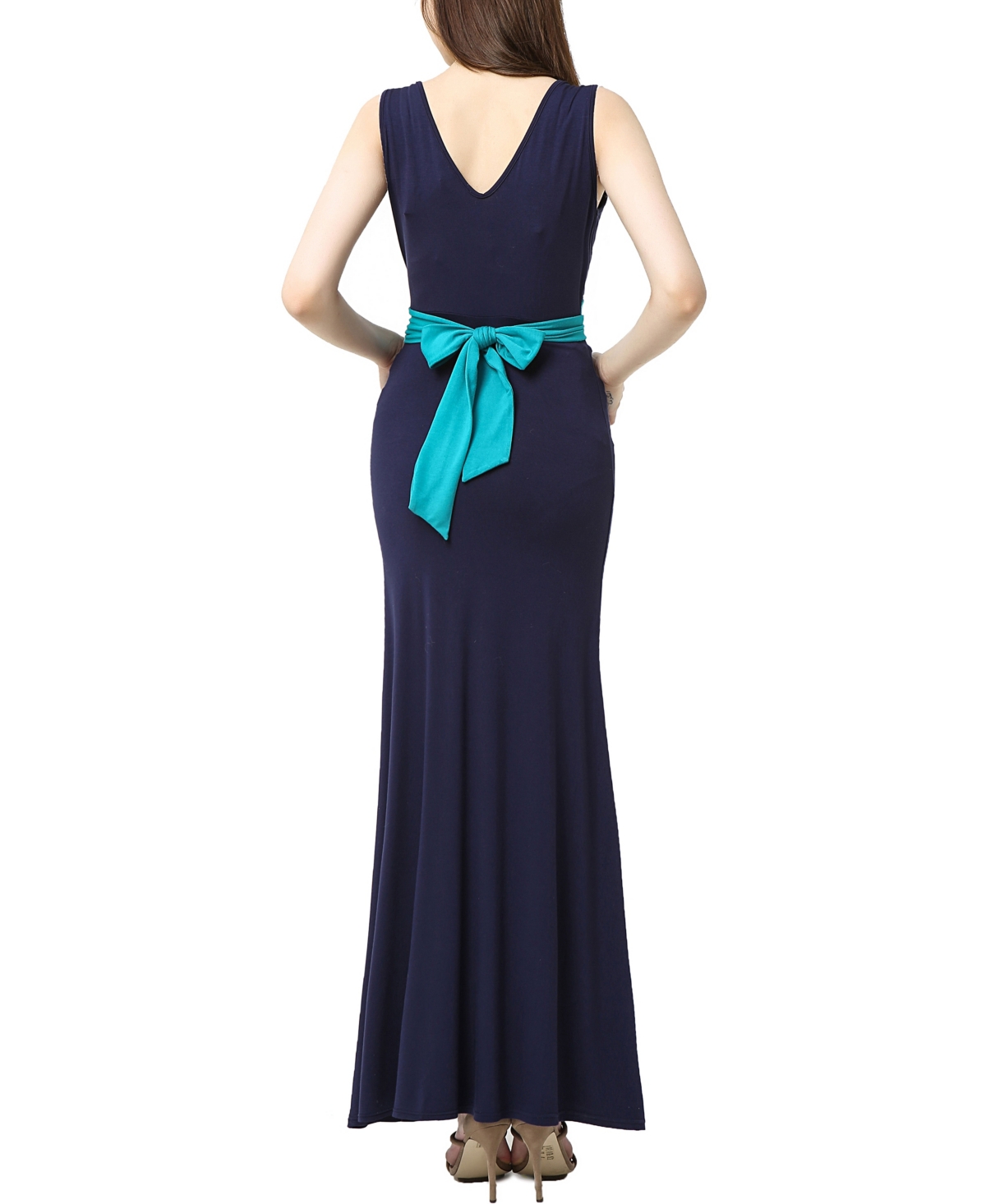 kimi + kai Maternity Colorblock Nursing Maxi Dress -teal