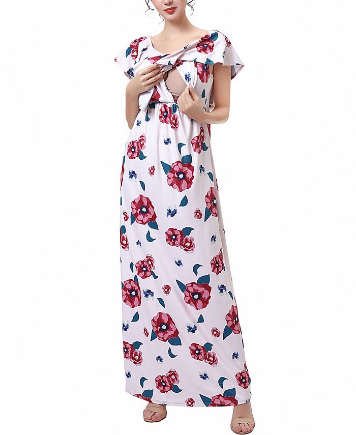 kimi + kai Maternity Floral Print Nursing Maxi Dress - Macy's