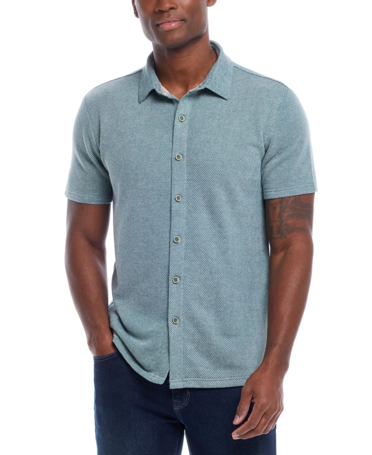 Мужская трикотажная рубашка из мягкой саржи с пуговицами спереди