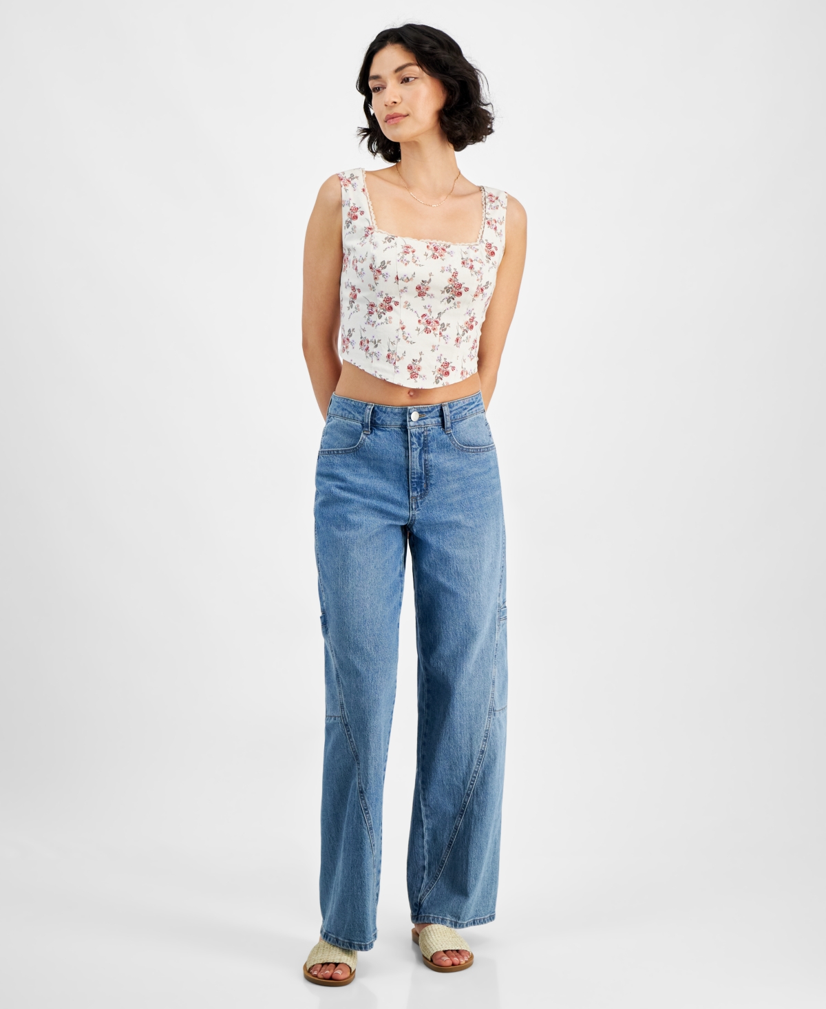 Women's Twisted-Seam Cargo Wide-Leg Jeans, Created for Macy's - Addison
