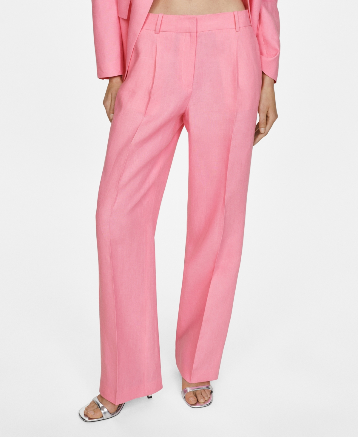 Women's Linen Suit Pants - Pink