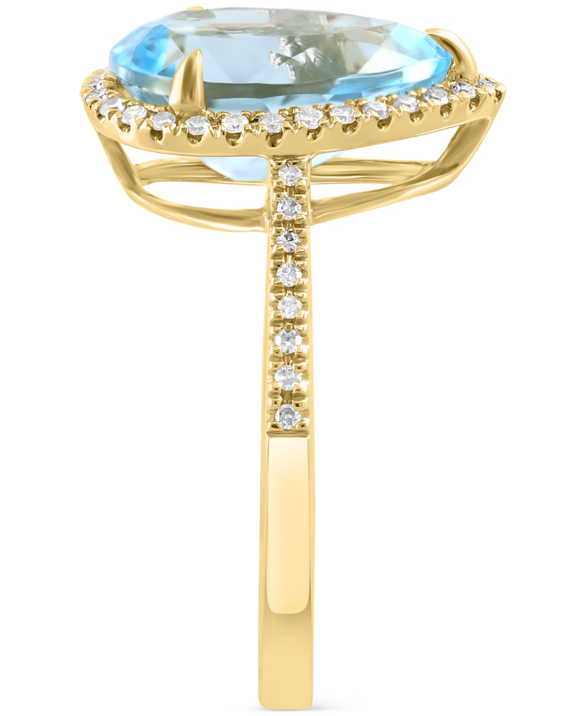 Effy Collection Effy Sky Blue Topaz (3-5/8 Ct. T.w.) & Diamond (1/6 Ct. T.w.) Pear Ring In 14k Gold In Yellow Gol