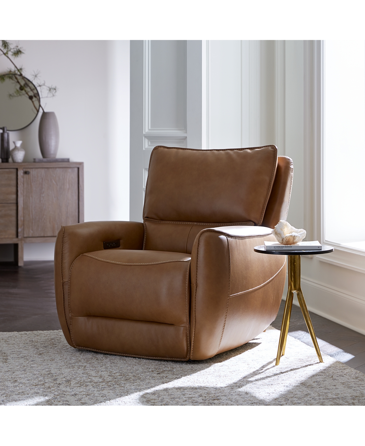 Macy's Derban 40" Leather Zero Gravity Recliner, Created For  In Coffee
