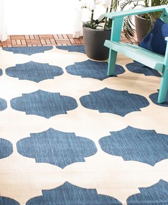 Courtyard CY6162 Beige and Navy 8' x 11' Outdoor Area Rug