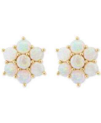 EFFY&reg; Opal Flower Cluster Stud Earrings (1-3/8 ct. t.w.) in 14k Gold