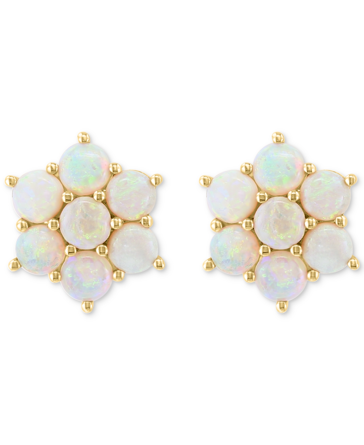 Effy Collection Effy Opal Flower Cluster Stud Earrings (1-3/8 Ct. T.w.) In 14k Gold In Yellow Gol