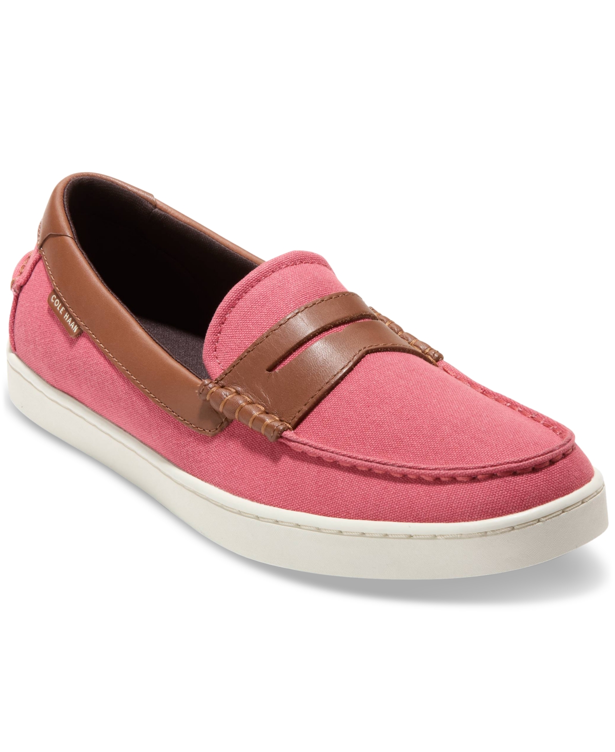 Shop Cole Haan Men's Nantucket Slip-on Penny Loafers In Mineral Red Canvas,ch Dk Sequoia,ivory