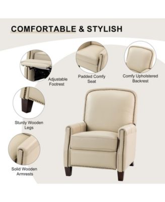 Hickey Modern Genuine Leather Recliner with Nailhead Trim