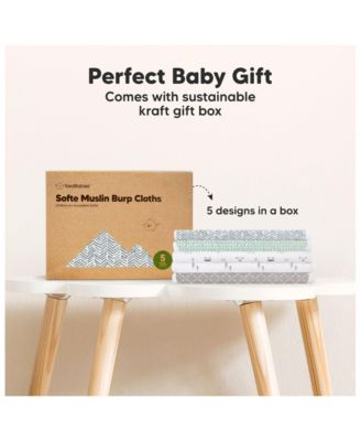 5pk Softe Muslin Burp Cloths for Baby Girls and Boys, Organic Burping Cloths for Babies, Baby Burp Clothes