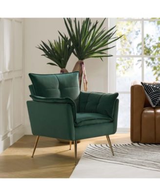 Velvet Accent Chair with Gold Legs
