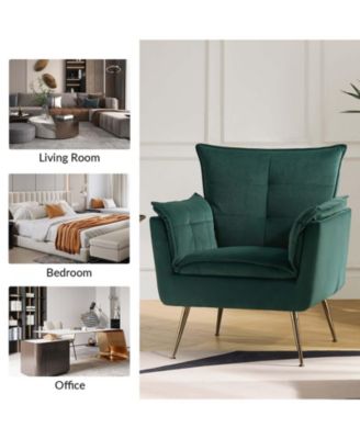 Velvet Accent Chair with Gold Legs