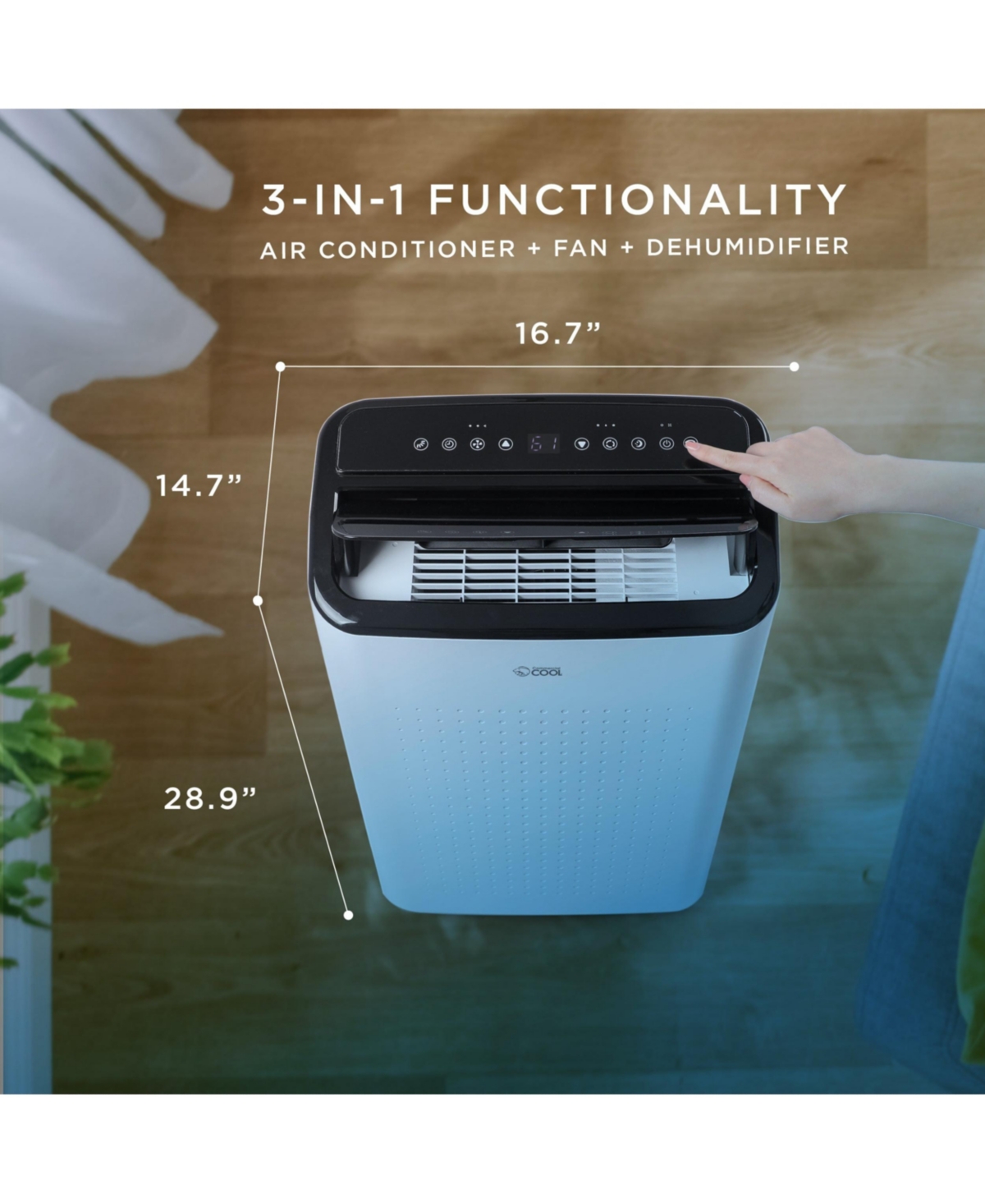 Commercial Cool Portable Air Conditioner, Dehumidifier & Fan, Portable Ac 9,000 Btu Bedroom Ac & Covers up to 450 Sq. Ft., Alexa & Wifi Enabled